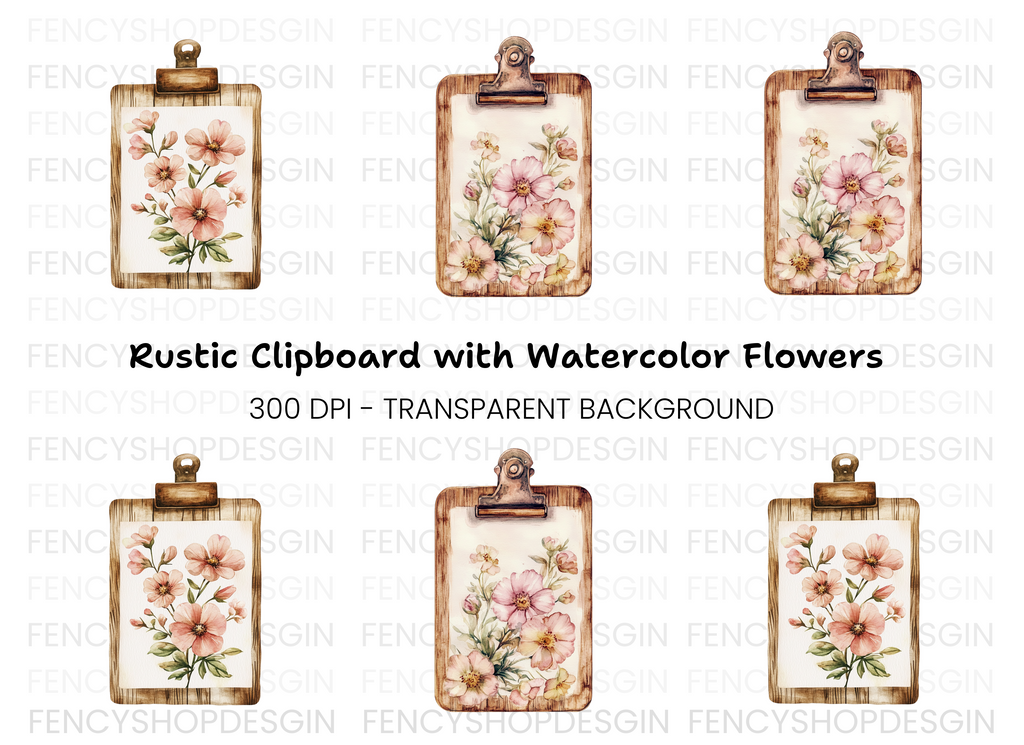 Floral Clipboard Clipart Bundle