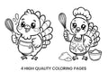 Cute Turkey Chefs Coloring Books