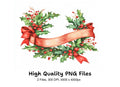 Christmas Holly Wreath Clipart Bundle