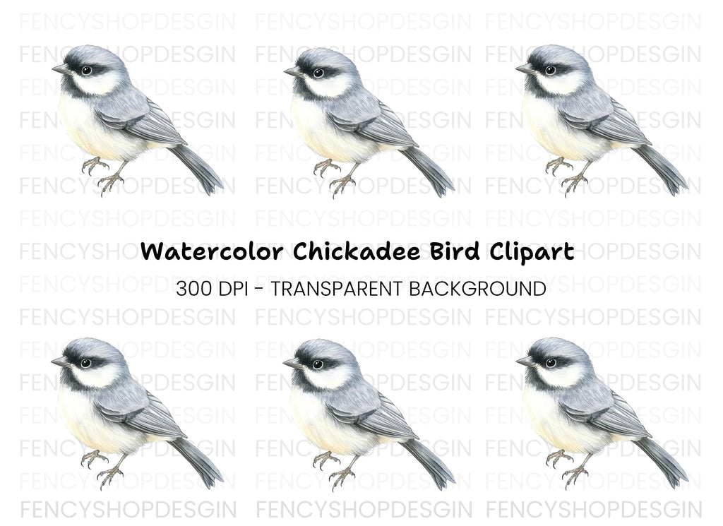 Elegant Grey Chickadee Bird Clipart Bundle