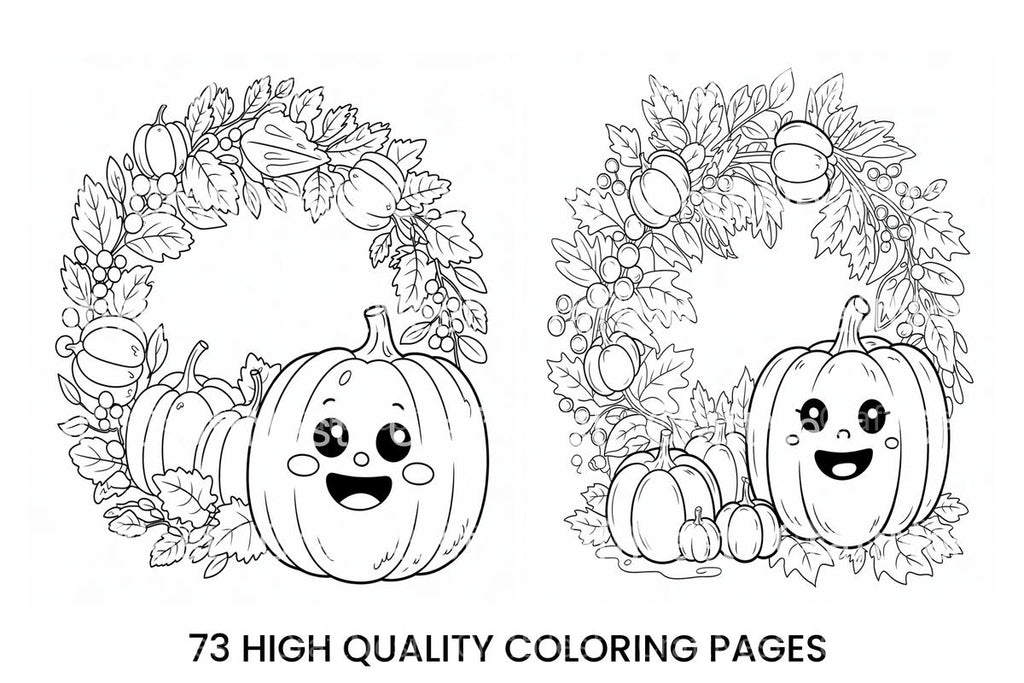 Cute Pumpkin Wreath Coloring Books