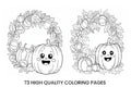 Cute Pumpkin Wreath Coloring Books