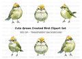 Cute Green Birds Clipart Bundle