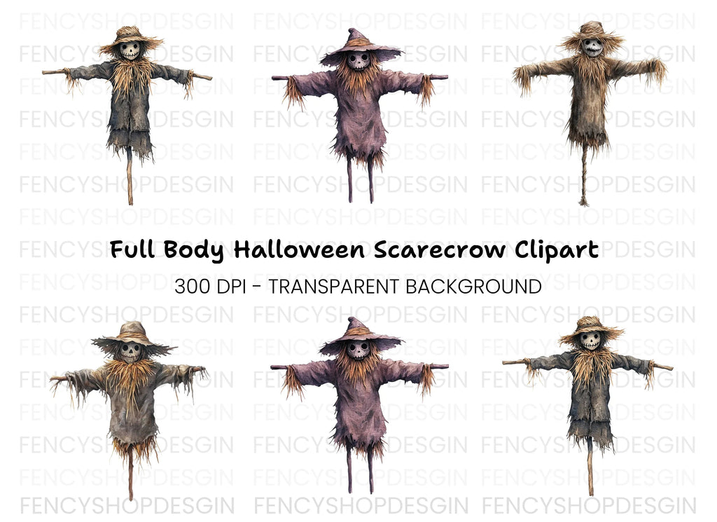 Spooky Scarecrow Halloween Clipart Bundle