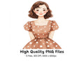 Cute Polka Dot Dress Girls Clipart Bundle