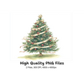 Festive Christmas Tree and Pink Leaves Clipart Bundle