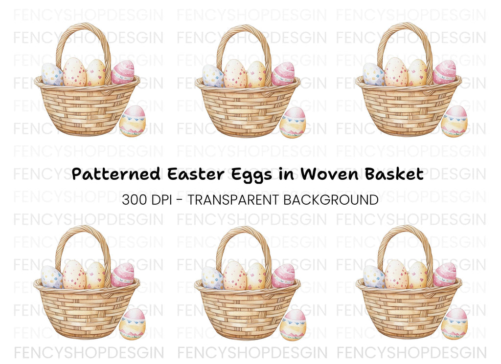 Easter Basket with Eggs Clipart Bundle