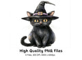 Cute Black Witch Cat Clipart Bundle