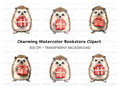 Cute Hedgehog with Red Gift Box Clipart Bundle