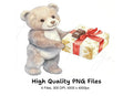 Cute Teddy Bear Holding Gift Clipart Bundle