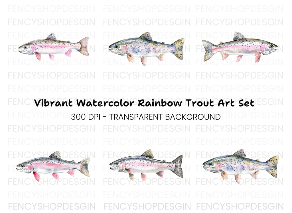 Rainbow Trout Fish Clipart Bundle