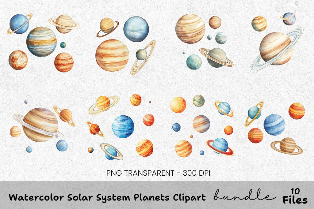 Solar System Planets Clipart Bundle
