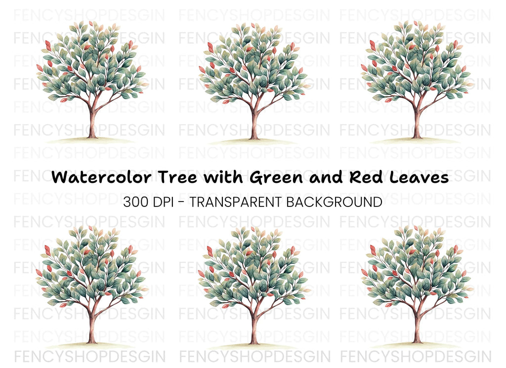 Green Tree Illustration Clipart Bundle