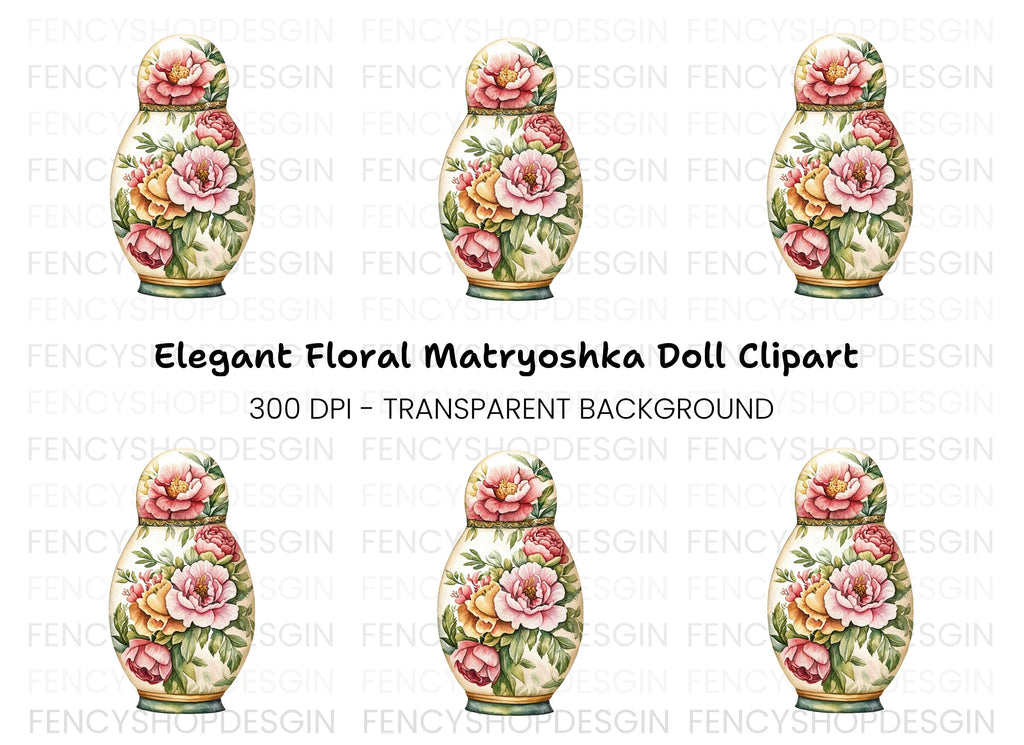 Floral Matryoshka Doll Clipart Bundle