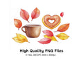 Autumn Leaves Donut Coffee Clipart Bundle