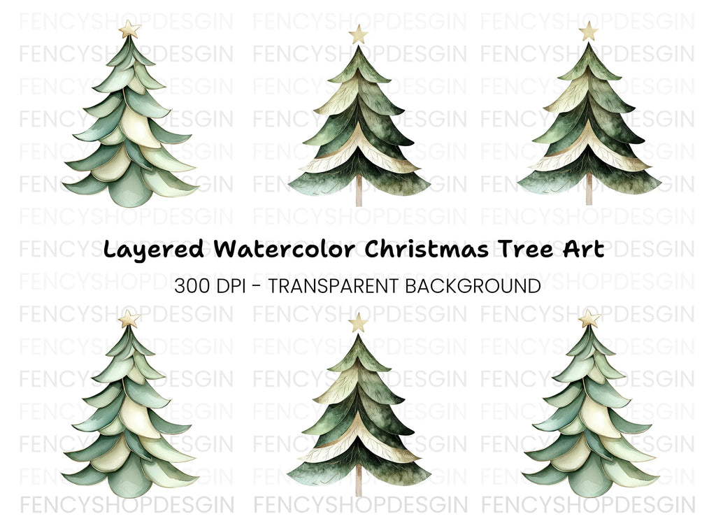 Elegant Pine Tree Illustrations Clipart Bundle