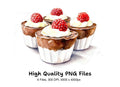 Chocolate Raspberry Dessert Clipart Bundle