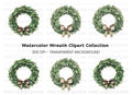 Christmas Bay Leaf Wreaths Clipart Bundle