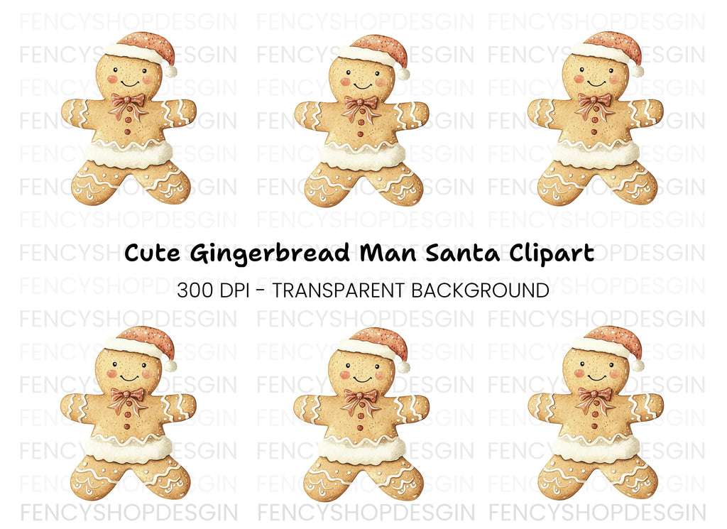 Cute Gingerbread Man Christmas Clipart Bundle