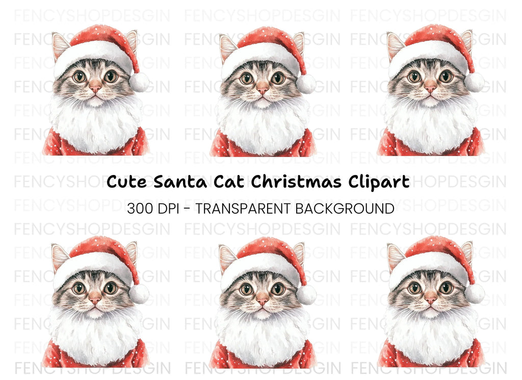 Santa Cat Clipart Bundle