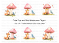 Whimsical Fox and Bird Clipart Bundle