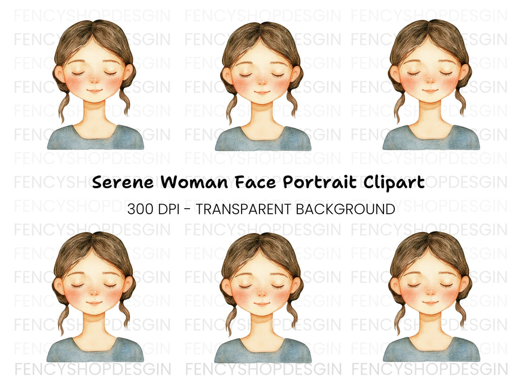 Peaceful Girl Meditating Clipart Bundle