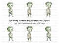 Cute Zombie Boy Clipart Bundle