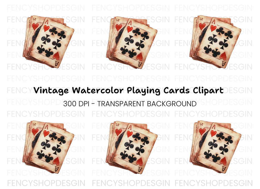 Vintage Playing Cards Clipart Bundle