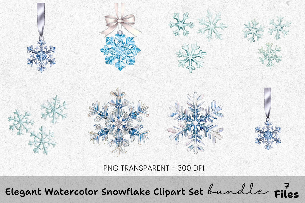 Elegant Snowflake Clipart Bundle