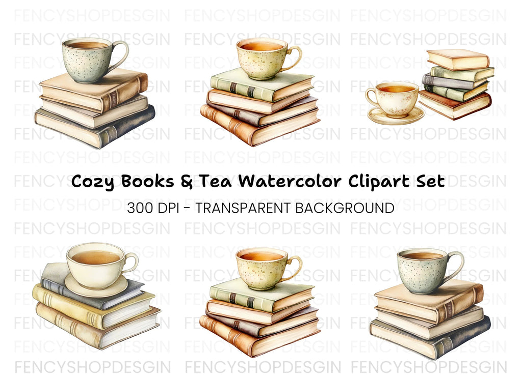 Books and Tea Clipart Bundle