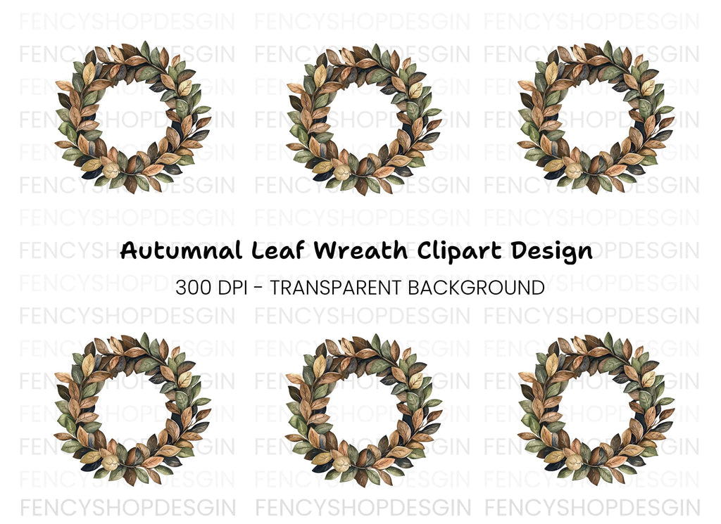 Autumn Leaves Wreath Clipart Bundle