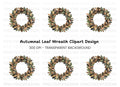 Autumn Leaves Wreath Clipart Bundle