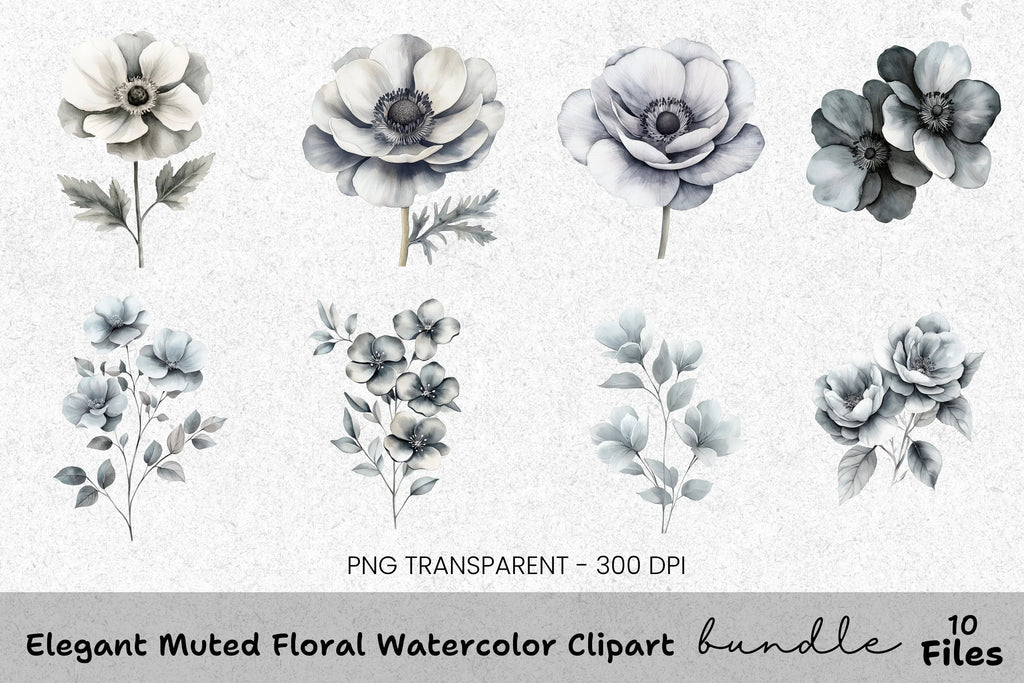 Elegant Muted Floral Clipart Bundle