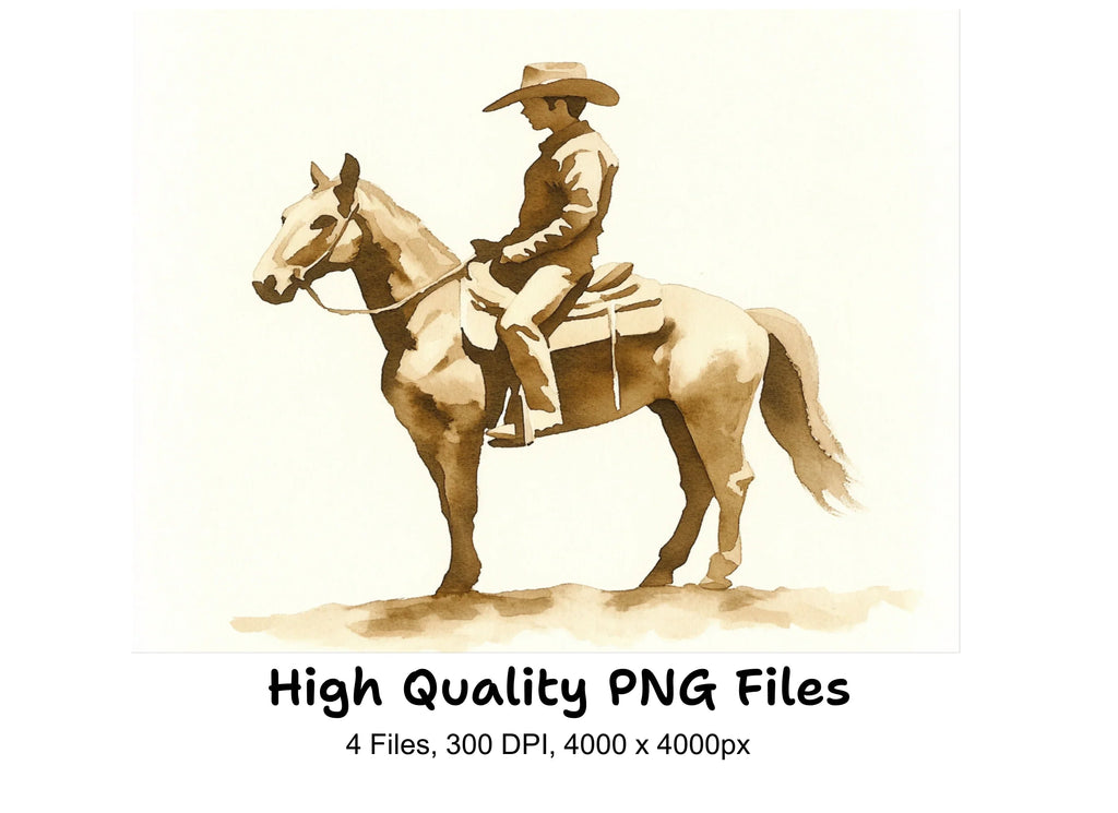 Cowboy Riding Horse Clipart Bundle