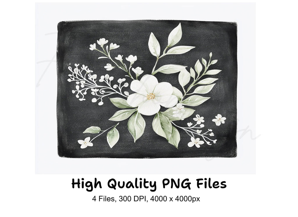 Chalkboard Floral Foliage Clipart Bundle