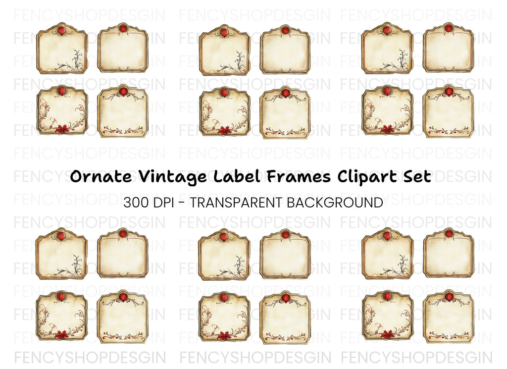 Vintage Christmas Labels Clipart Bundle