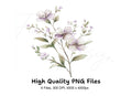 Delicate Purple Floral Clipart Bundle