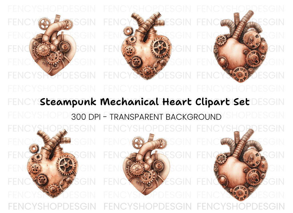 Steampunk Heart Clipart Bundle
