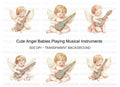 Cute Cherubs Playing Musical Instruments Clipart Bundle