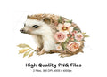 Cute Hedgehog Floral Clipart Bundle