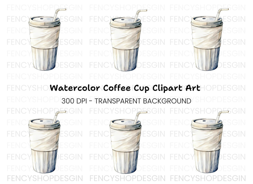 Coffee Cup with Straw Clipart Bundle