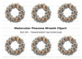 Pinecone Evergreen Wreath Clipart Bundle