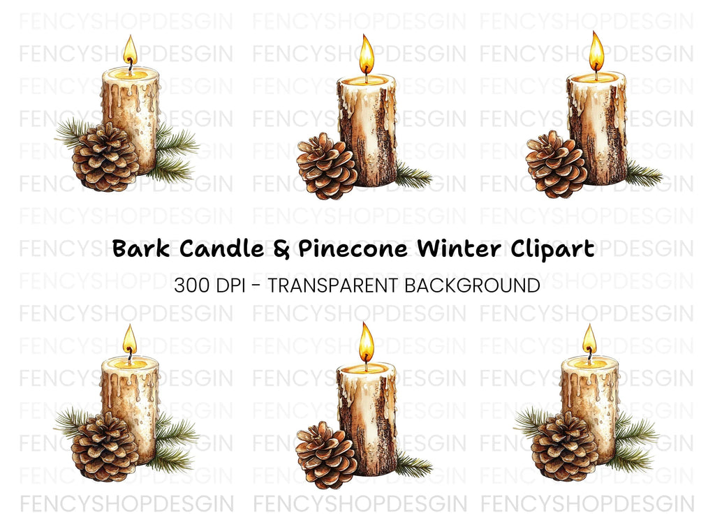 Hand Painted Holiday Candle Clipart Bundle
