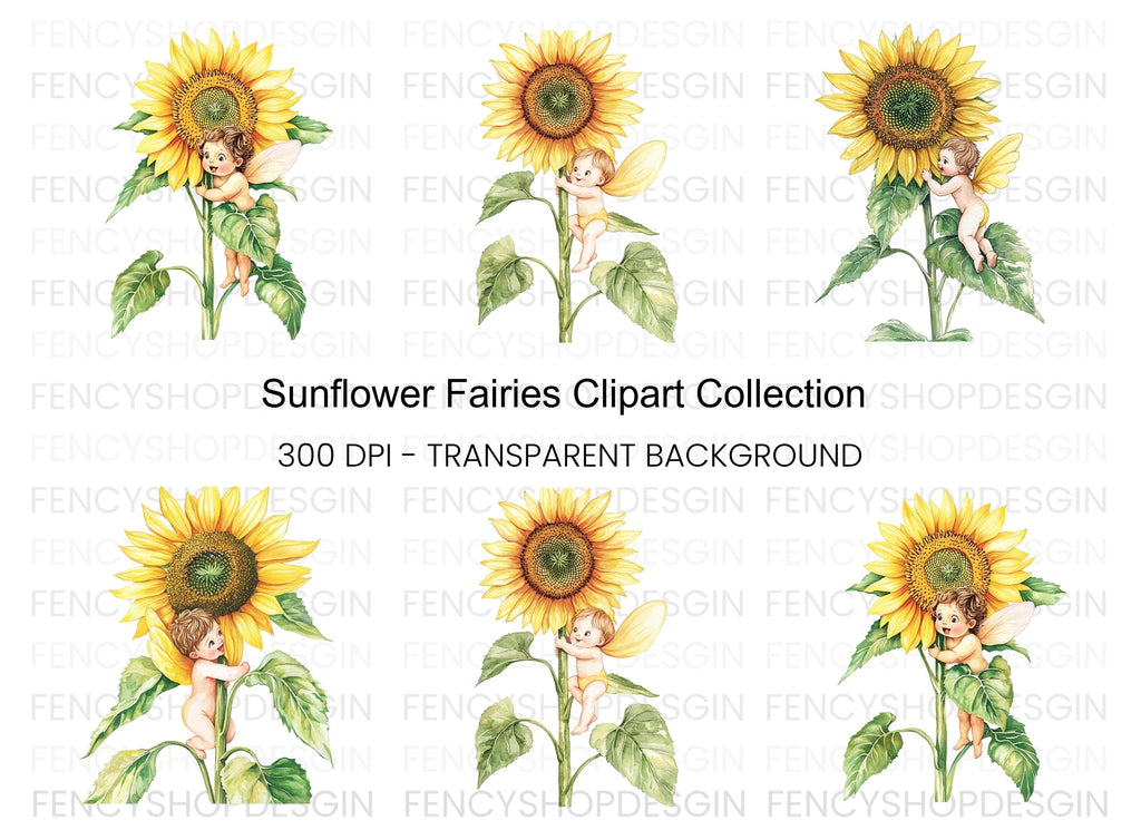 Sunflower Fairies Clipart Bundle