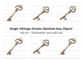 Vintage Skeleton Key Clipart Bundle