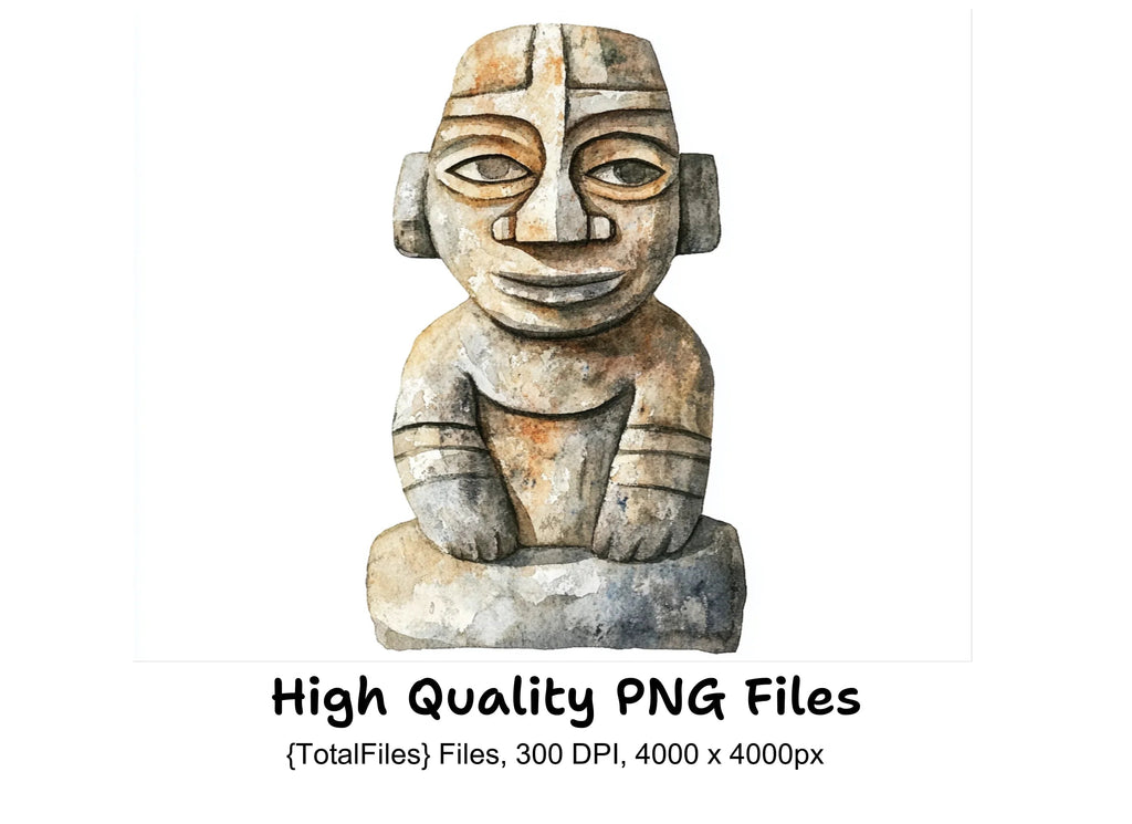 Ancient Tribal Stone Statues Clipart Bundle