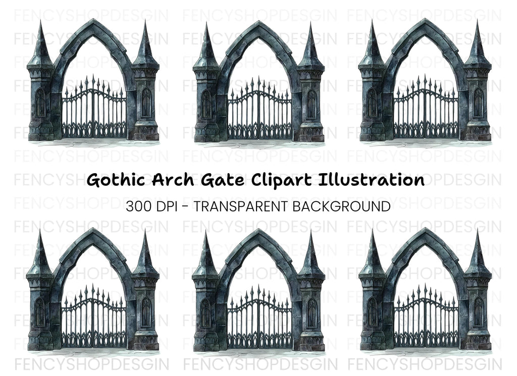 Gothic Archway Gate Clipart Bundle