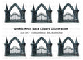 Gothic Archway Gate Clipart Bundle