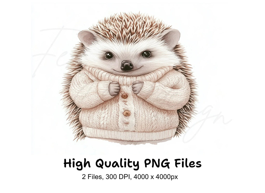 Charming Hedgehog in Sweater Clipart Bundle