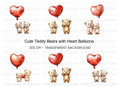 Cute Teddy Bears with Heart Balloons Clipart Bundle